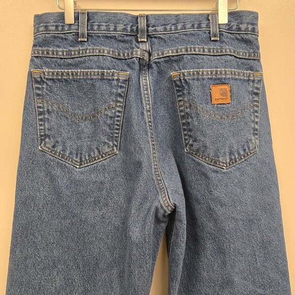 Carhartt Mens 36 Blue Denim Flannel Lined Relaxed Fit Jeans 8172 Made In USA - Picture 8 of 16